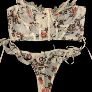 SHEIN Floral Bustier and Thong Set